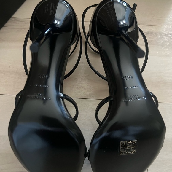 Saint Laurent Glossy Black Strappy Heels - Picture 3 of 6